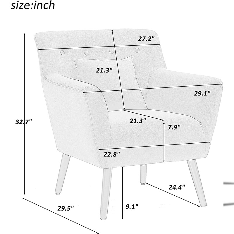 MC-1103 Wohnzimmer Samtstoff Akzentsessel mit bequemer Polsterung